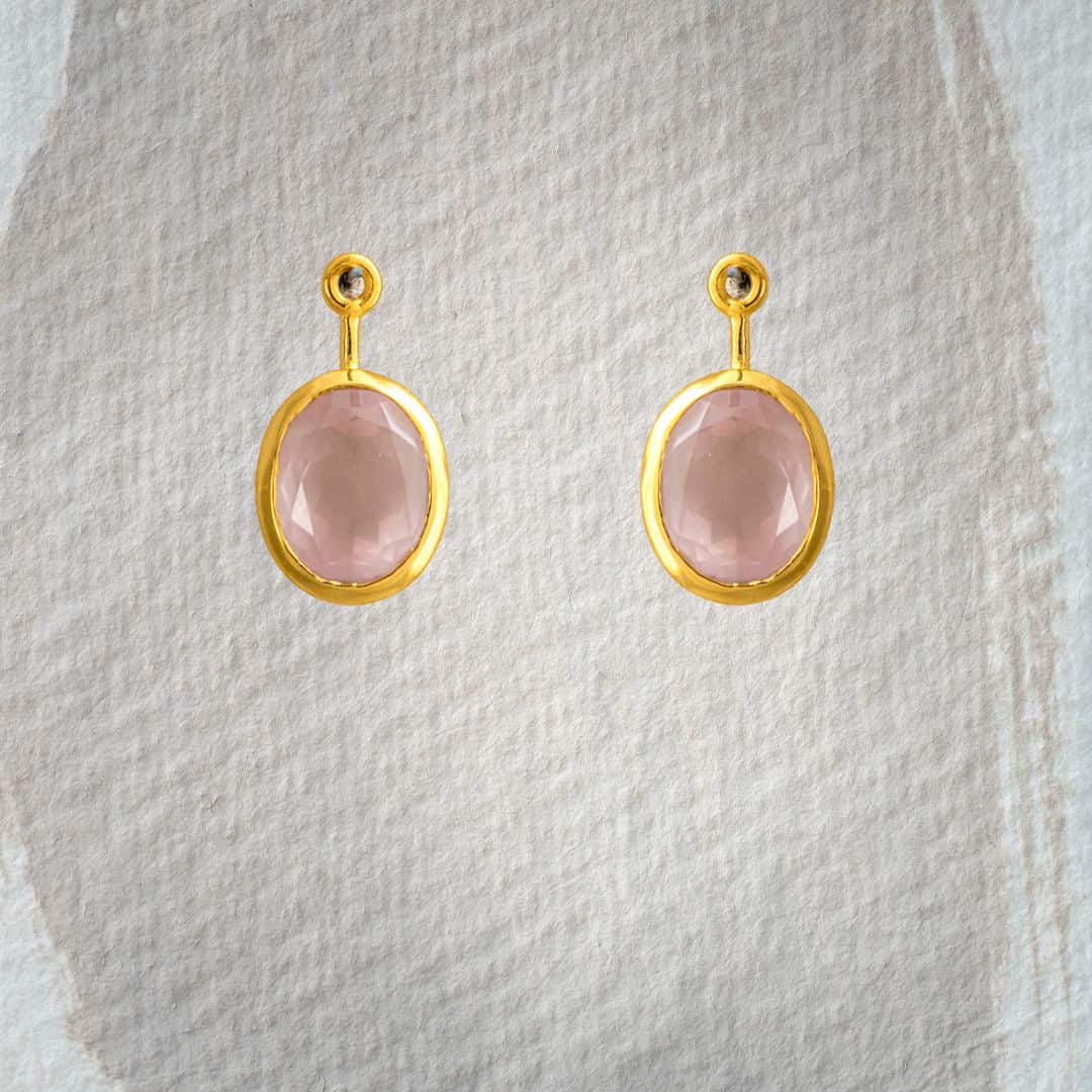 Rosenquarz rosa oval gefasst 8x10mm