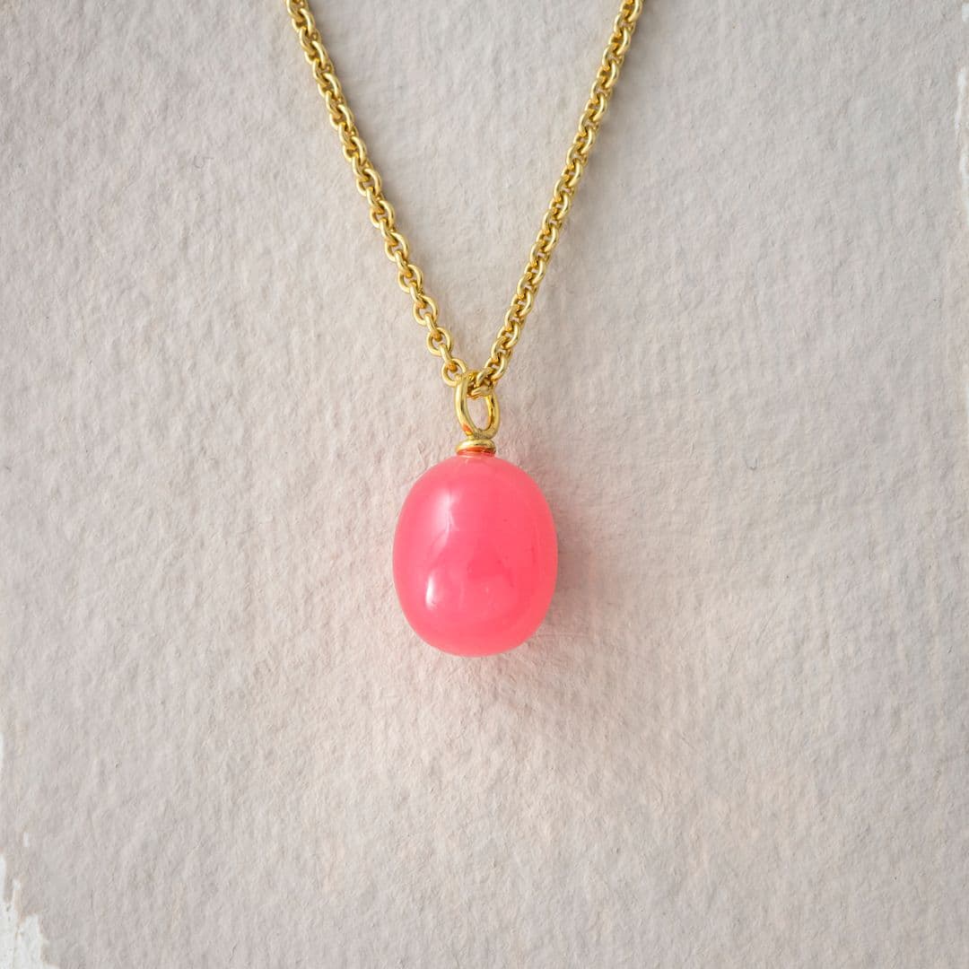 Kettenanhänger rek. Chalcedon hot pink Olive 14x11mm