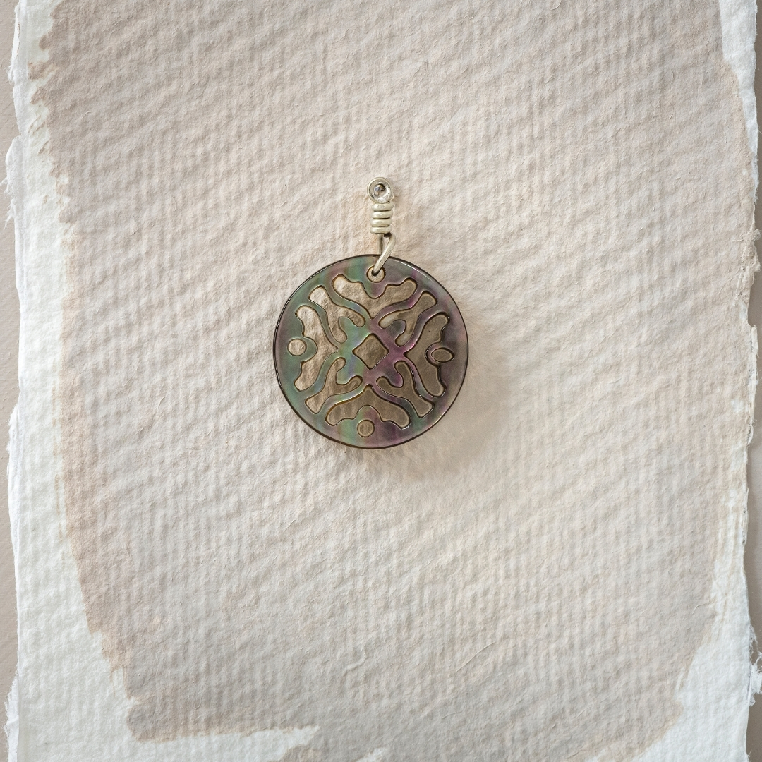 Perlmuttmandala schwarz natur "rund" 20mm