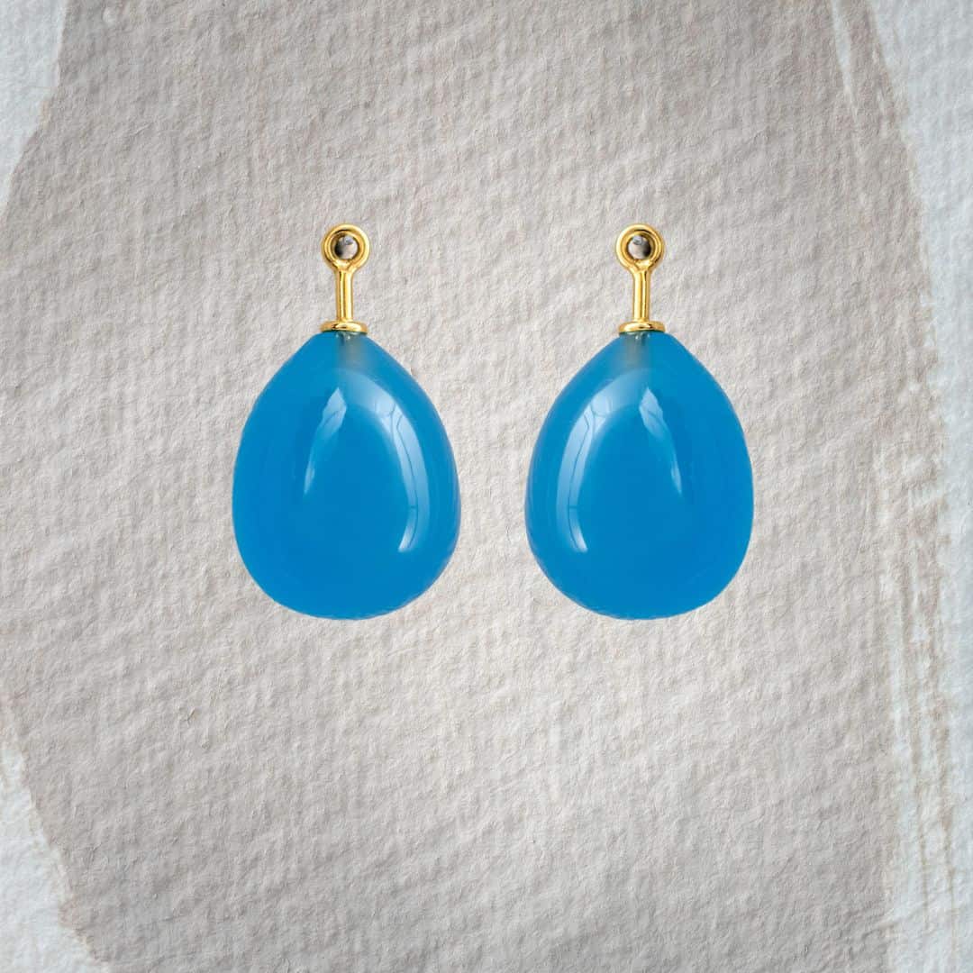 Chalcedon mittelblau Pampel glatt 17x13mm
