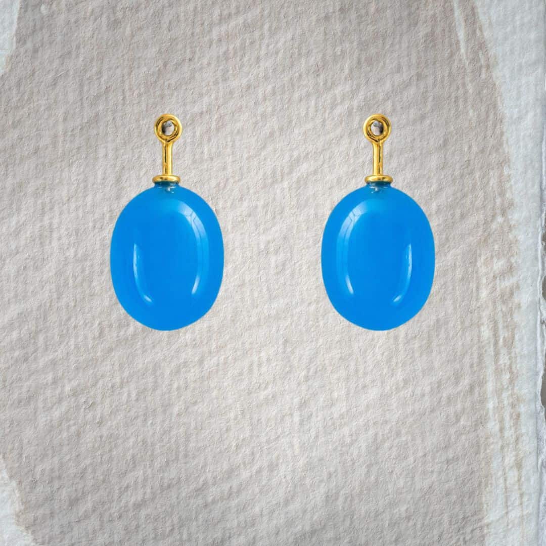 Chalcedon mittelblau Olive 14x11mm