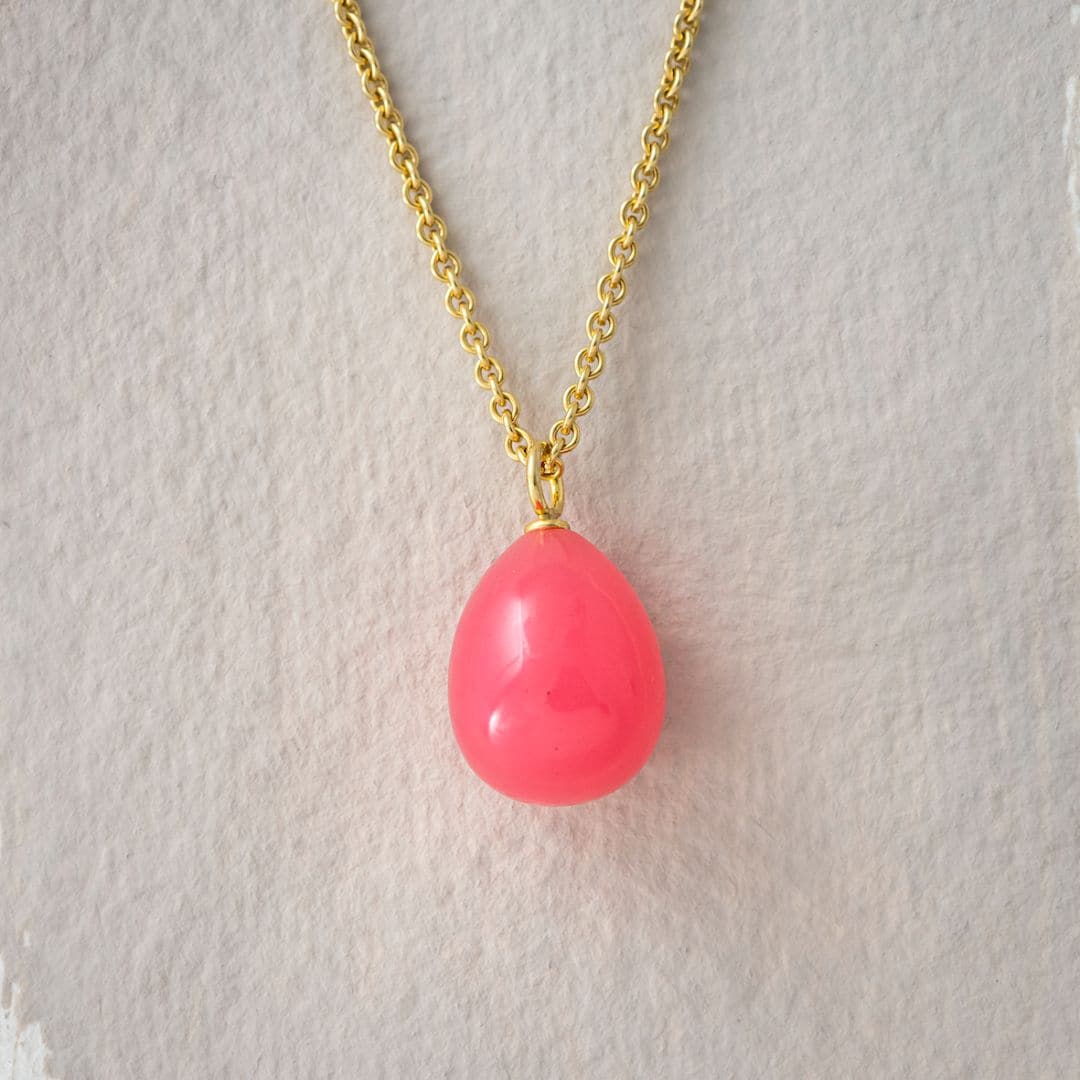 Kettenanhänger rek. Chalcedon hot pink Pampel 17x13mm mit 45cm Kette