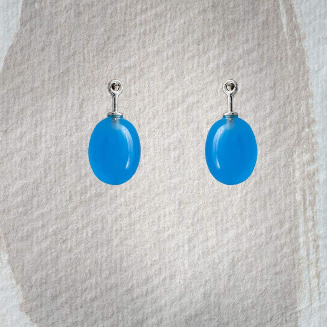 Chalcedon mittelblau Olive 12x9mm